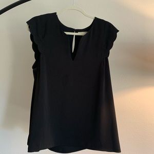Black scalloped sleeve blouse